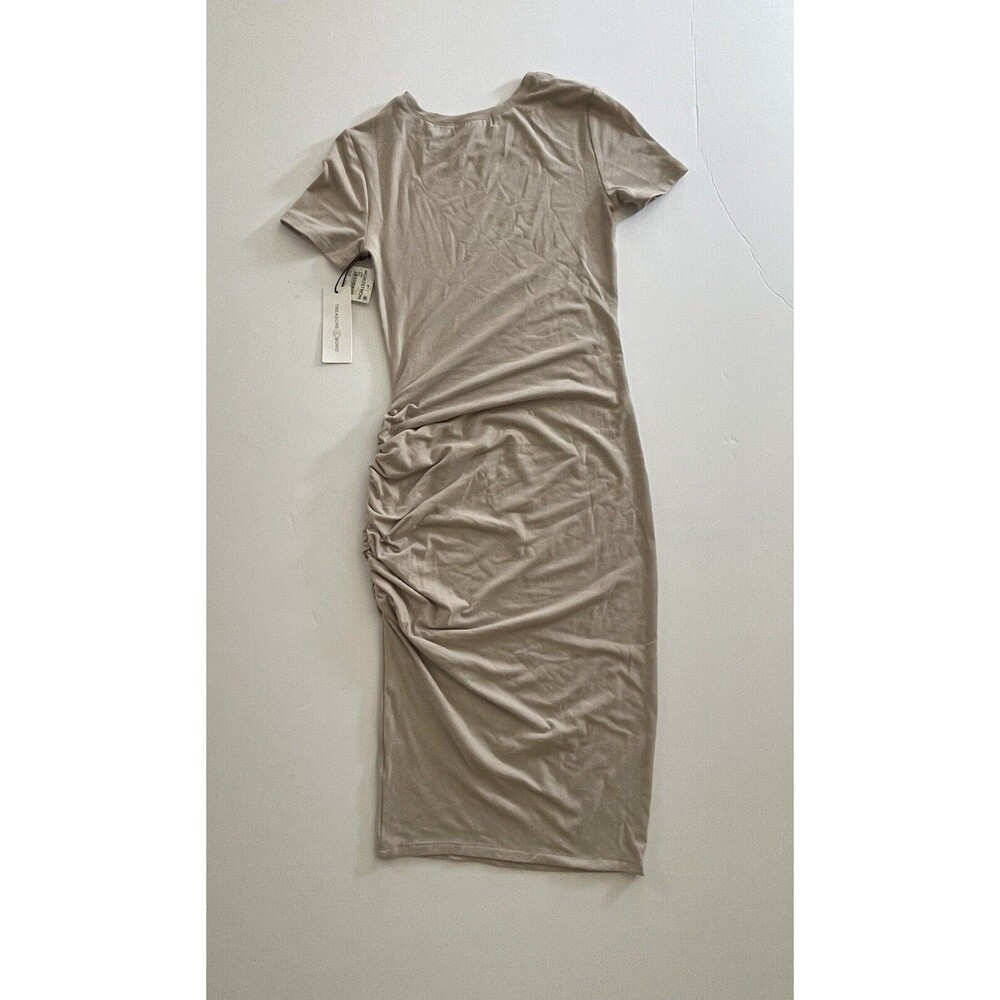 NEW Treasure & Bond Side Ruched Body-con Dress In Beige Size XXS - Picture 9 of 10
